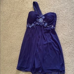 Float Navy Blue One Shoulder Cocktail Dress